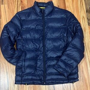 J McLaughlin Navy Puffer Jacket XS S 2 4 Down filled